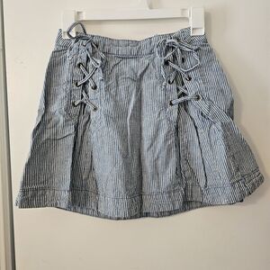 Free People Blue White Pinstripe Conductor Mini Skirt Women's Size 0